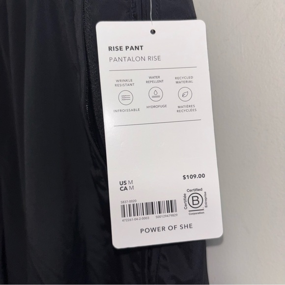 Athleta NEW Rise black nylon stretch loose fit track pants bungee hem sz Medium - Picture 4 of 11